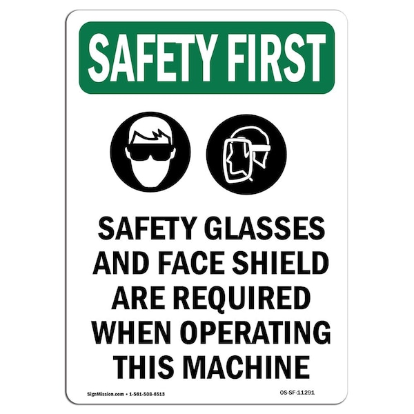 Signmission OSHA Sign, Glasses And, 14in X 10in Rigid Plastic, 10" W, 14" H, Portrait, OS-SF-P-1014-V-11291 OS-SF-P-1014-V-11291 - main